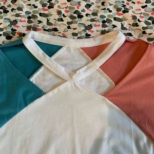 Color Block Cutout Top
